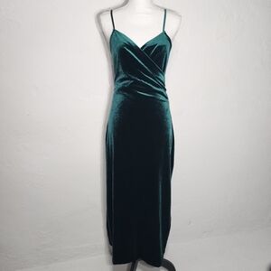 Rachel Zoe Emerald Velvet Wrap Midi Dress XS Spaghetti Strap